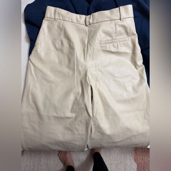 Zara Cream Faux Leather Trousers - Picture 4 of 4